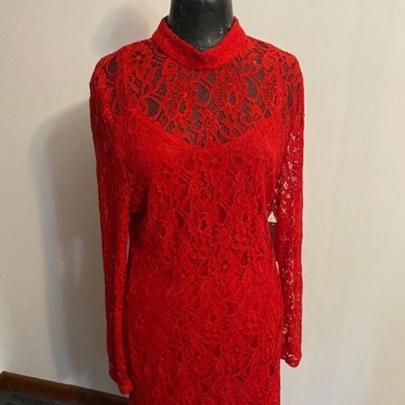JUSTFAB Red Lace long sleeve dress, size XXL - Picture 1 of 6